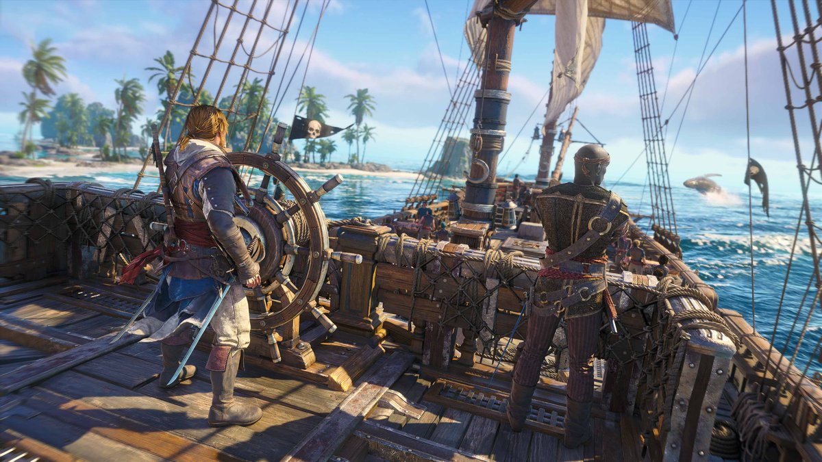 Assassin's Creed Black Flag Resynced — Эдвард у штурвала корабля «Галка», скриншот
