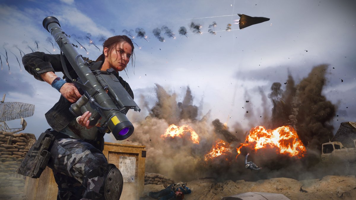 Call of Duty: Black Ops 6 — боец с ракетницей на поле боя, скриншот на PS5