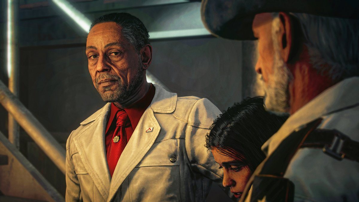 Far Cry 6 — диктатор Антон Кастильо и его сын Диего, скриншот на PS5