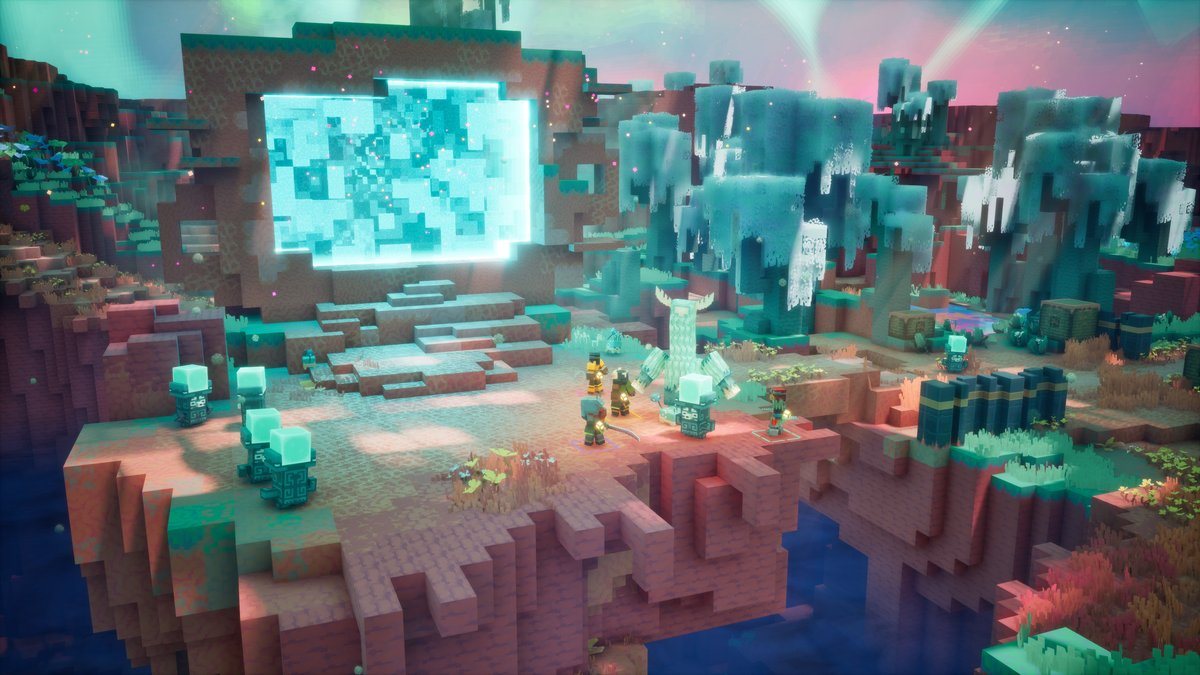 Minecraft Dungeons II — парящий остров с порталом в мир Сифт, скриншот