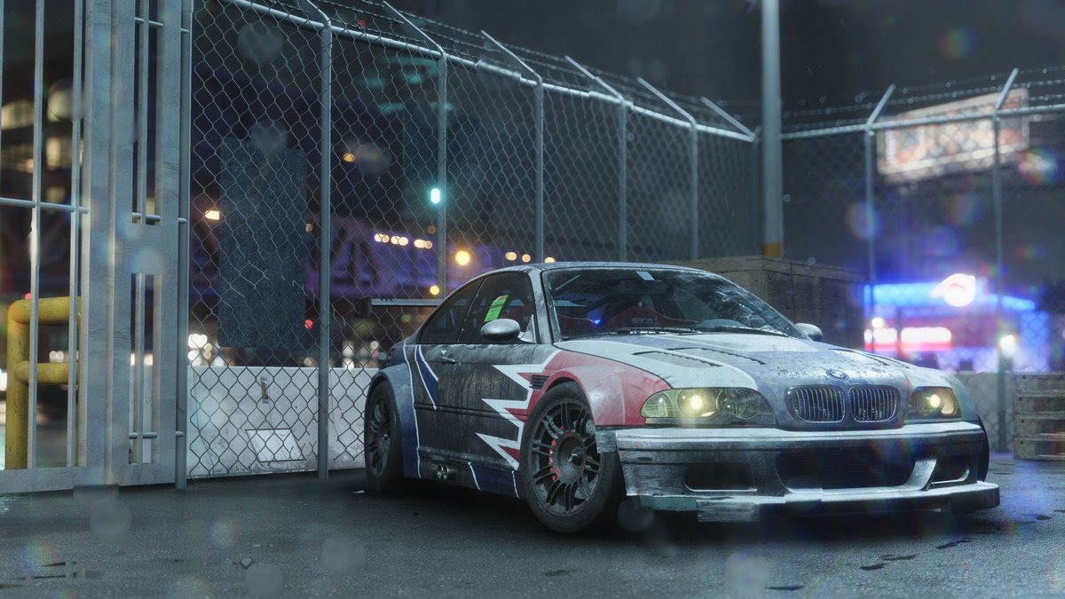 Need for Speed Unbound — BMW M3 GTR в гараже, скриншот на PS5