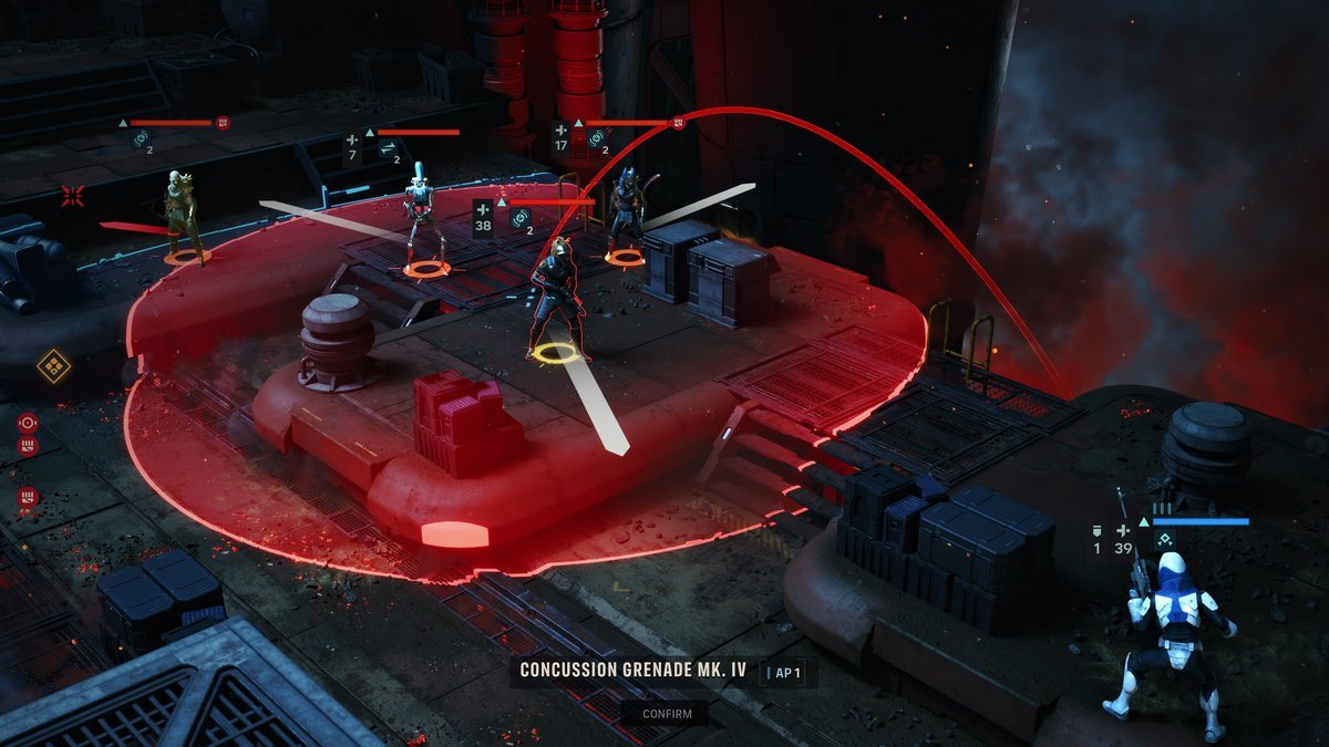 Star Wars Zero Company — выбор зоны броска гранаты на тактической карте, скриншот на PS5